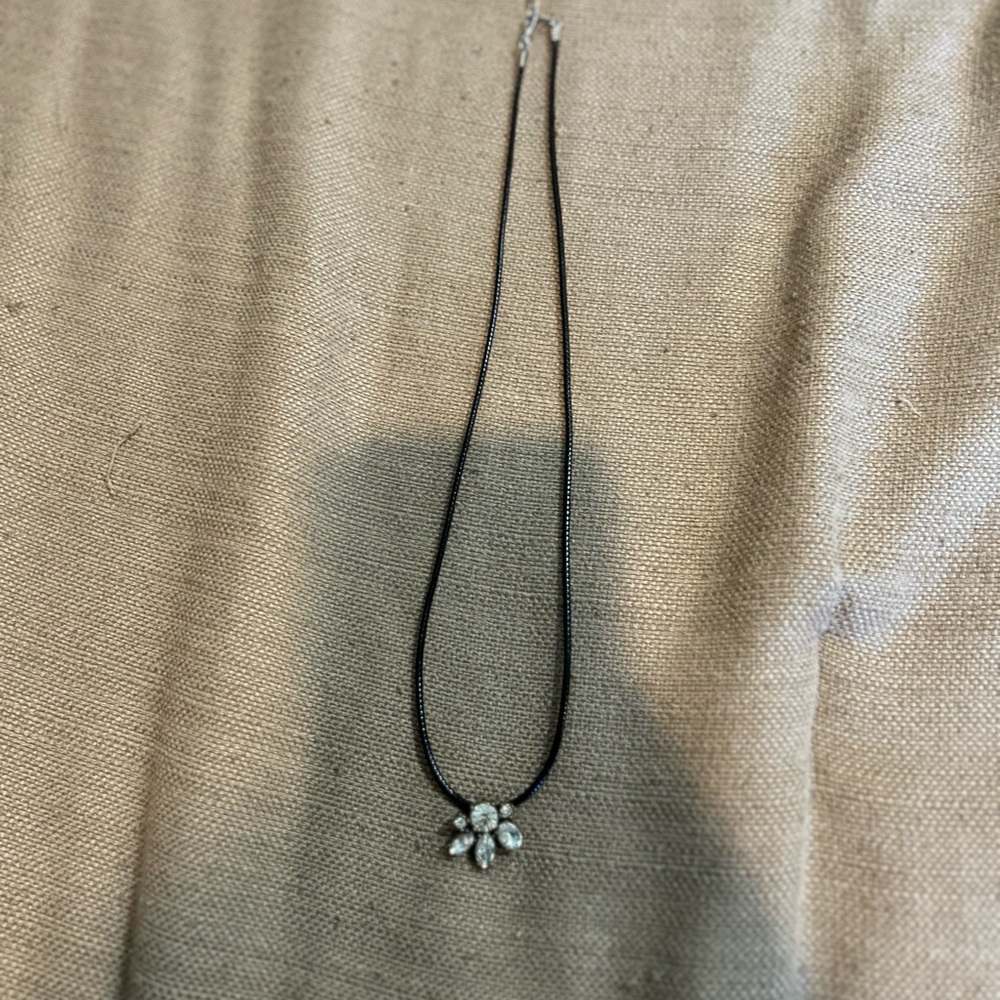 Black and Silver Choker Necklace with Minimalist Pendant
